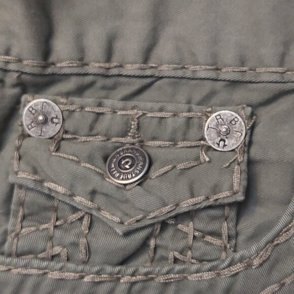 True Religion Men's Straight Jeans in Olive - Picture 12 of 16